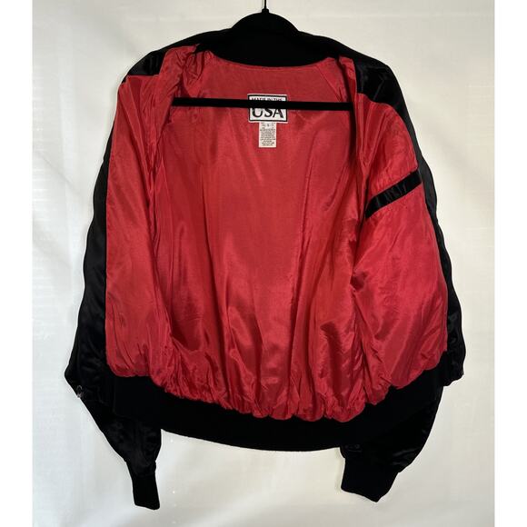 Vintage 90s President Casino Captains Club Satin Bomber Jacket Black Adult Large - Picture 8 of 10